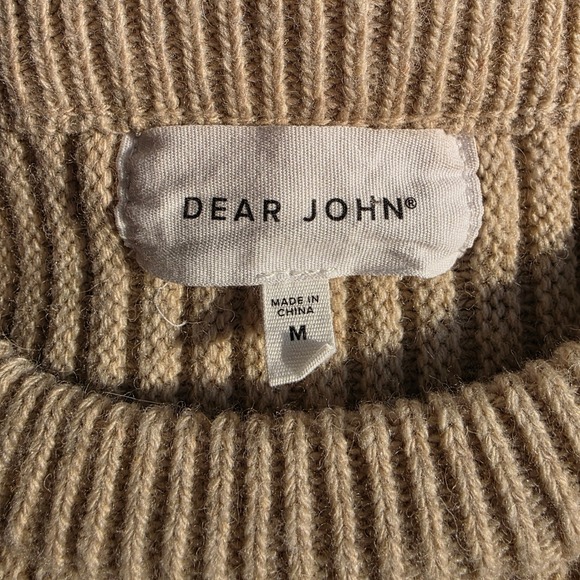Dear John Womens Ribbed Knit Sweater Boxy Pullover Top Beige Size M - Picture 5 of 6